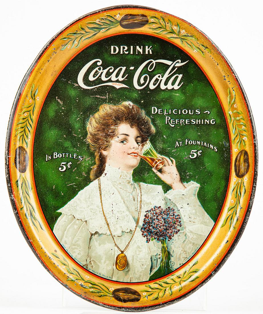 Coca-Cola Serving Tray: Scarce Juanita Oval Tray From: Coca-Cola Serving Tray: Scarce "Juanita" Oval Tray From Popular Sheet Music and Song, 1906. Vintage original Coca-Cola oval serving tray issued in 1906 and referenced by collectors as "Juanita". Inter