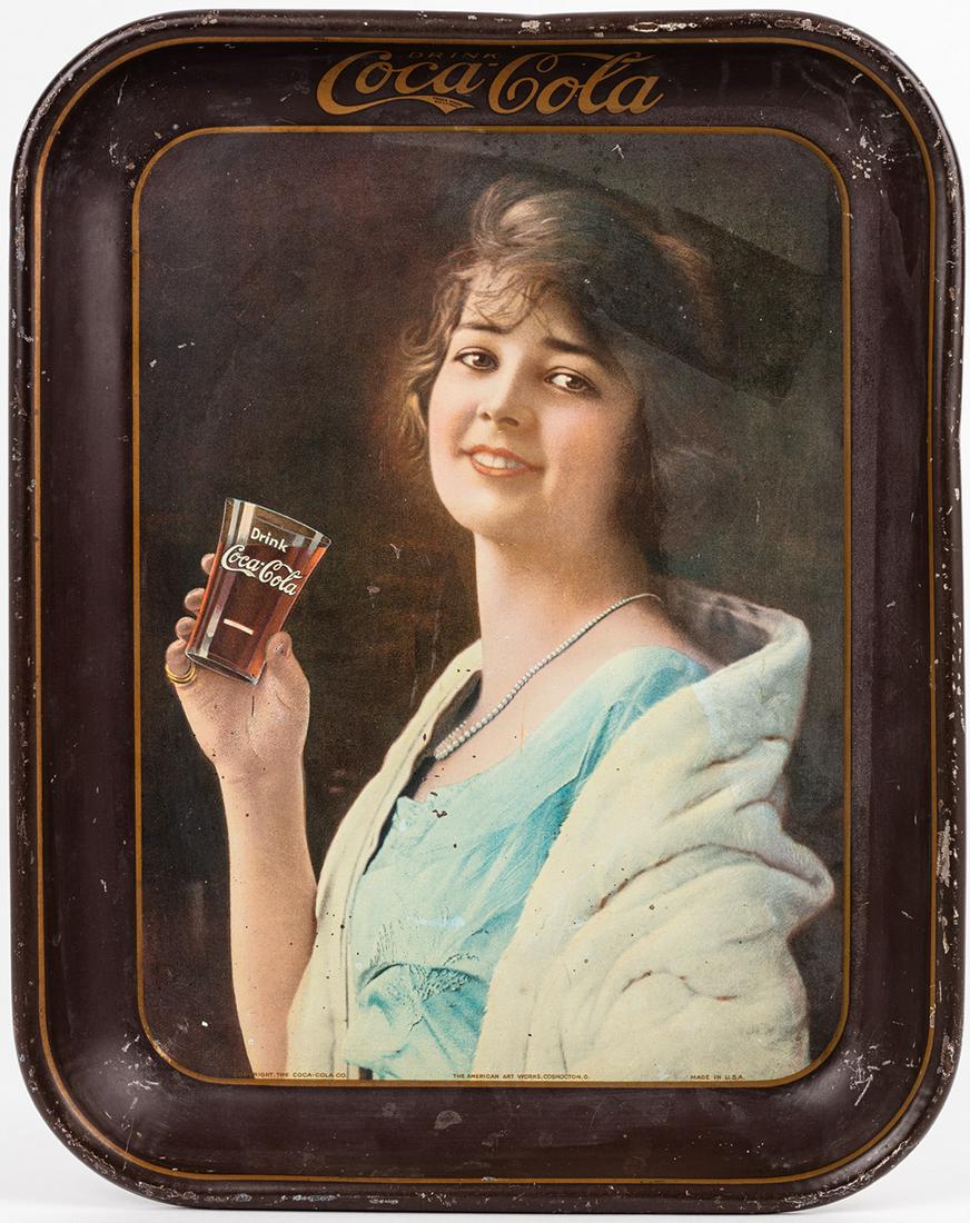 Coca-Cola The Flapper Antique Rectangular Serving Tray: Coca-Cola "The Flapper" Antique Rectangular Serving Tray ca. 1923. One of the six beauties featured on Coca-Cola trays from 1920-1925 with this particular model referenced as "The Flapper". The title 