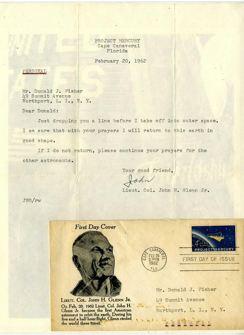John Glenn Typed Letter Signed Responding to Gentleman: John Glenn Typed Letter Signed Responding to Gentleman Appreciating His Prayers For His Flight but Asks For Prayers for the Other Astronauts. Typed letter signed dated February 20th, 1962 the day Glen