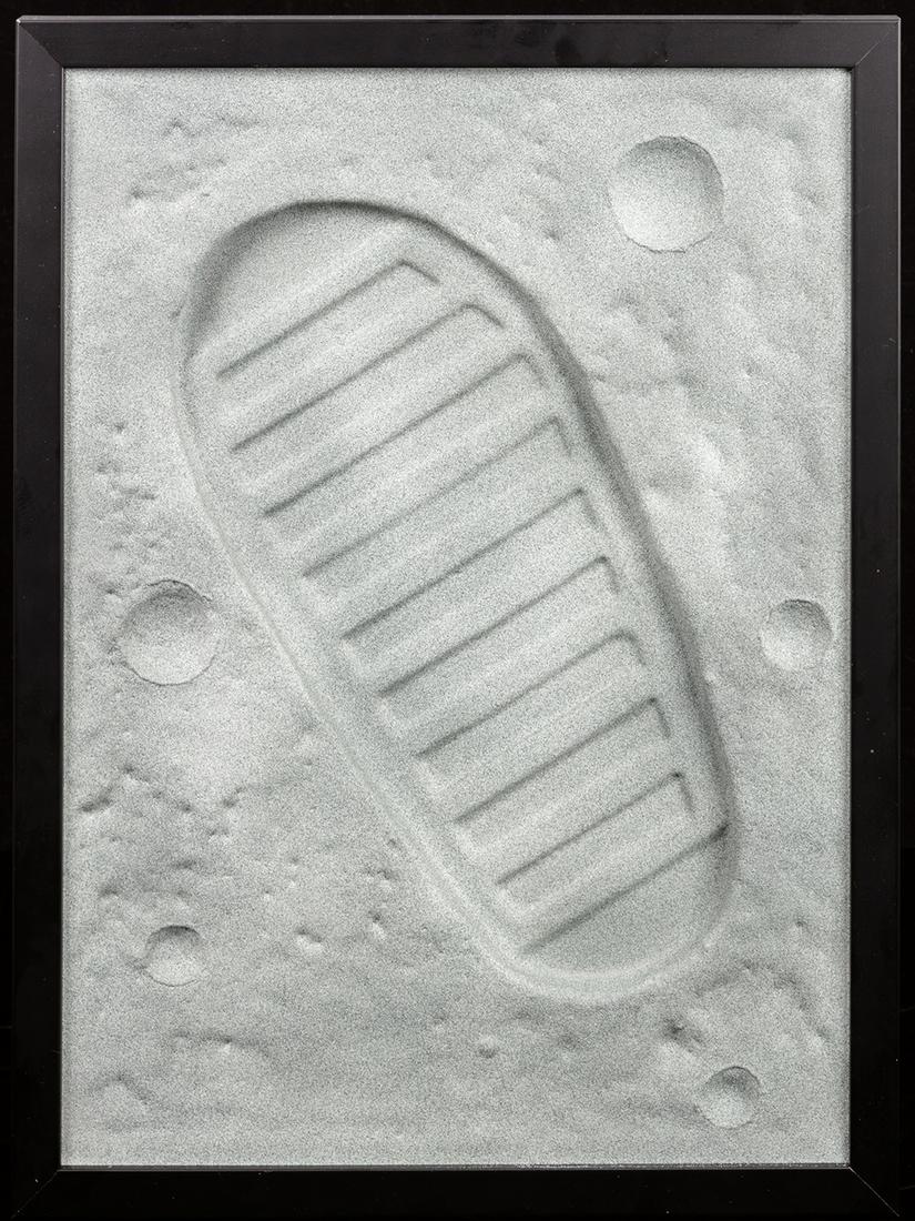Apollo 11 50th Anniversary Issue Presentation Souvenir: Apollo 11 50th Anniversary Issue Presentation Souvenir Casting of an Actual Apollo Space Suit Lunar Boot Sole. Heavily textured plastic to convey the granular lunar surface with a boot imprint certifi