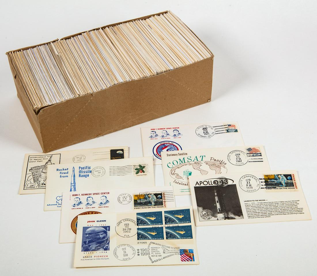 500+ Different Space Covers all Post Marked the Bulk at: 500+ Different Space Covers all Post Marked the Bulk at Cape Canaveral/Kennedy Space Center. Great Number of 1st Day Issues. Excellent collection of over 500 space covers representing NASA and Aerospa
