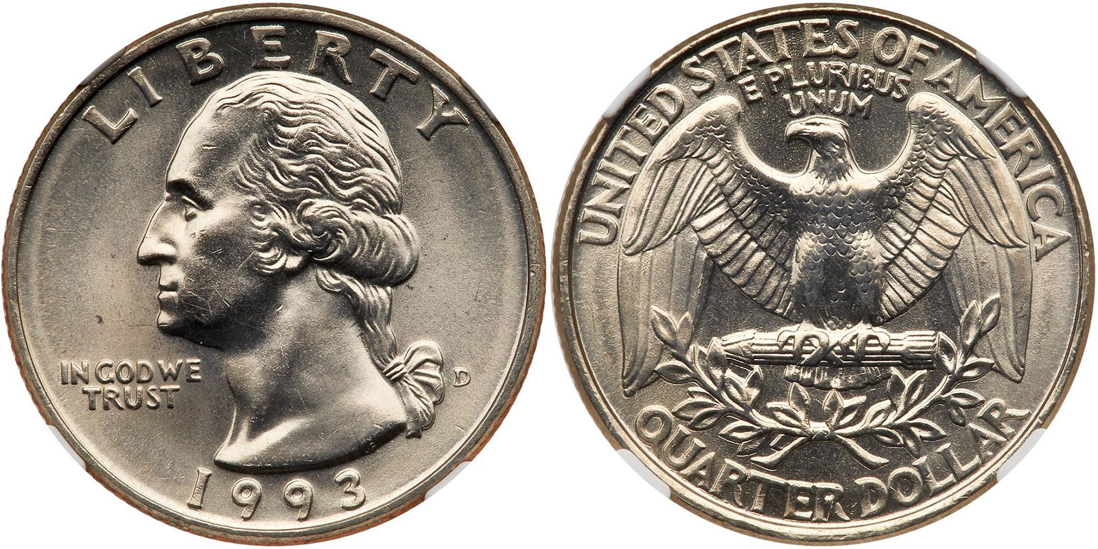 1993-D Quarter: 1993-D. NGC graded MS-67. A white gem. Pop 42. None finer at NGC. Estimated Value $200 - UP