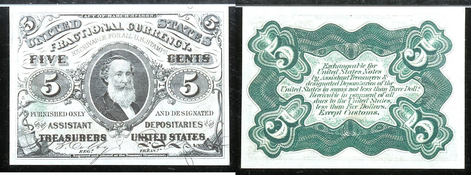 1864, 5Â¢ Fractional Currency. Third Issue, green (1 of 1)