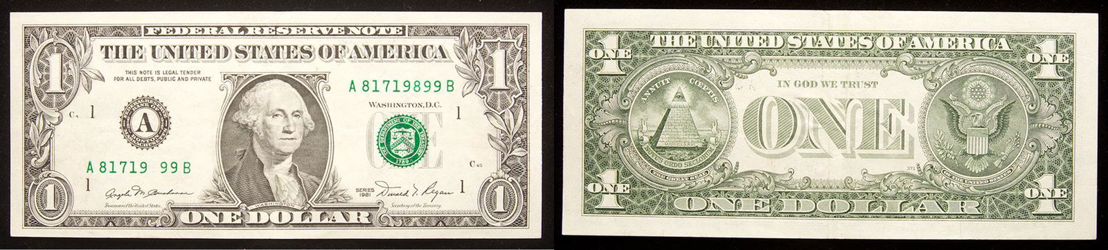 ERROR NOTE: $1.00 FRN Series 1981 (1 of 1)