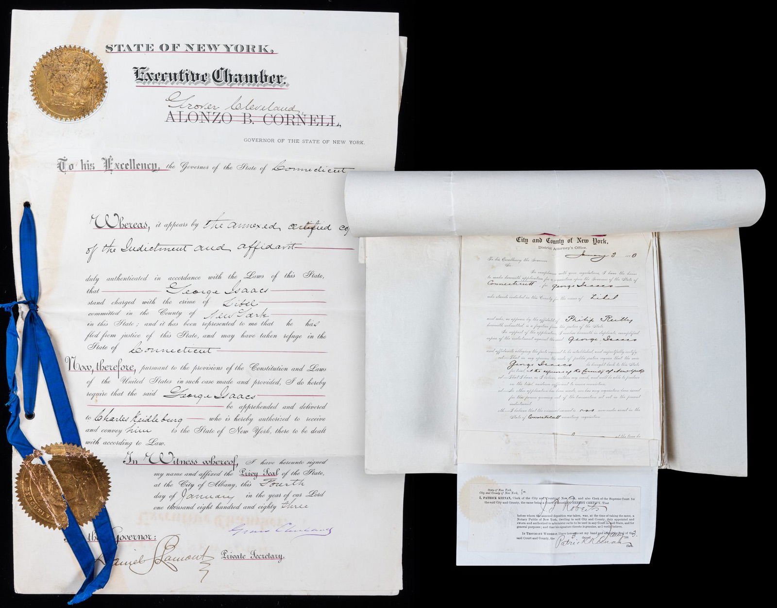 Cleveland, Grover, Signed Indictment as Governor of New (1 of 1)