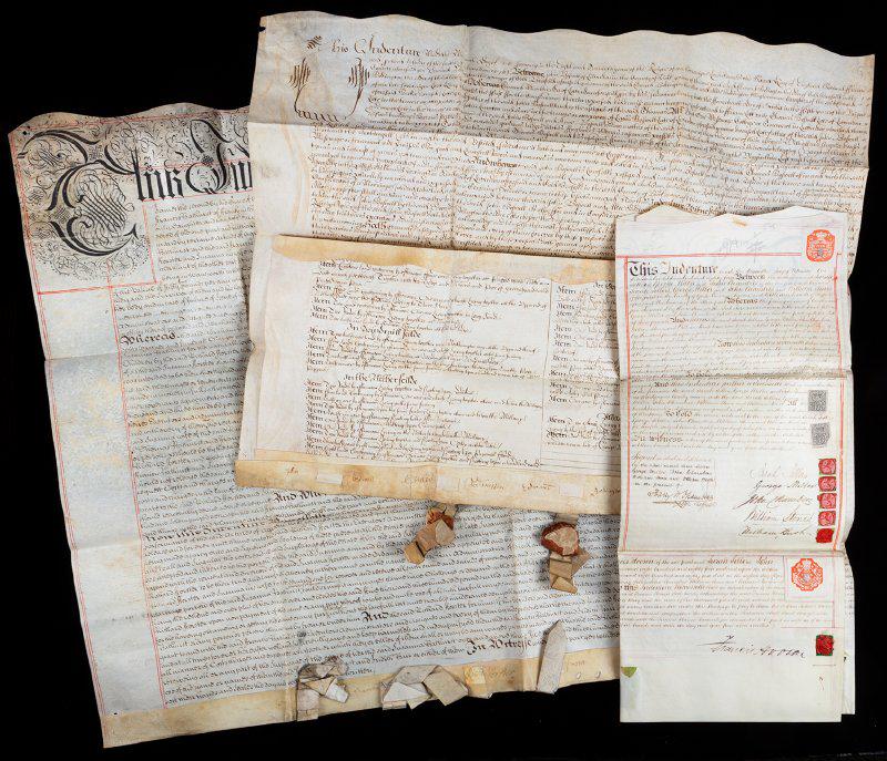 Lot of Old English Indentures, Land Grants and American (1 of 1)