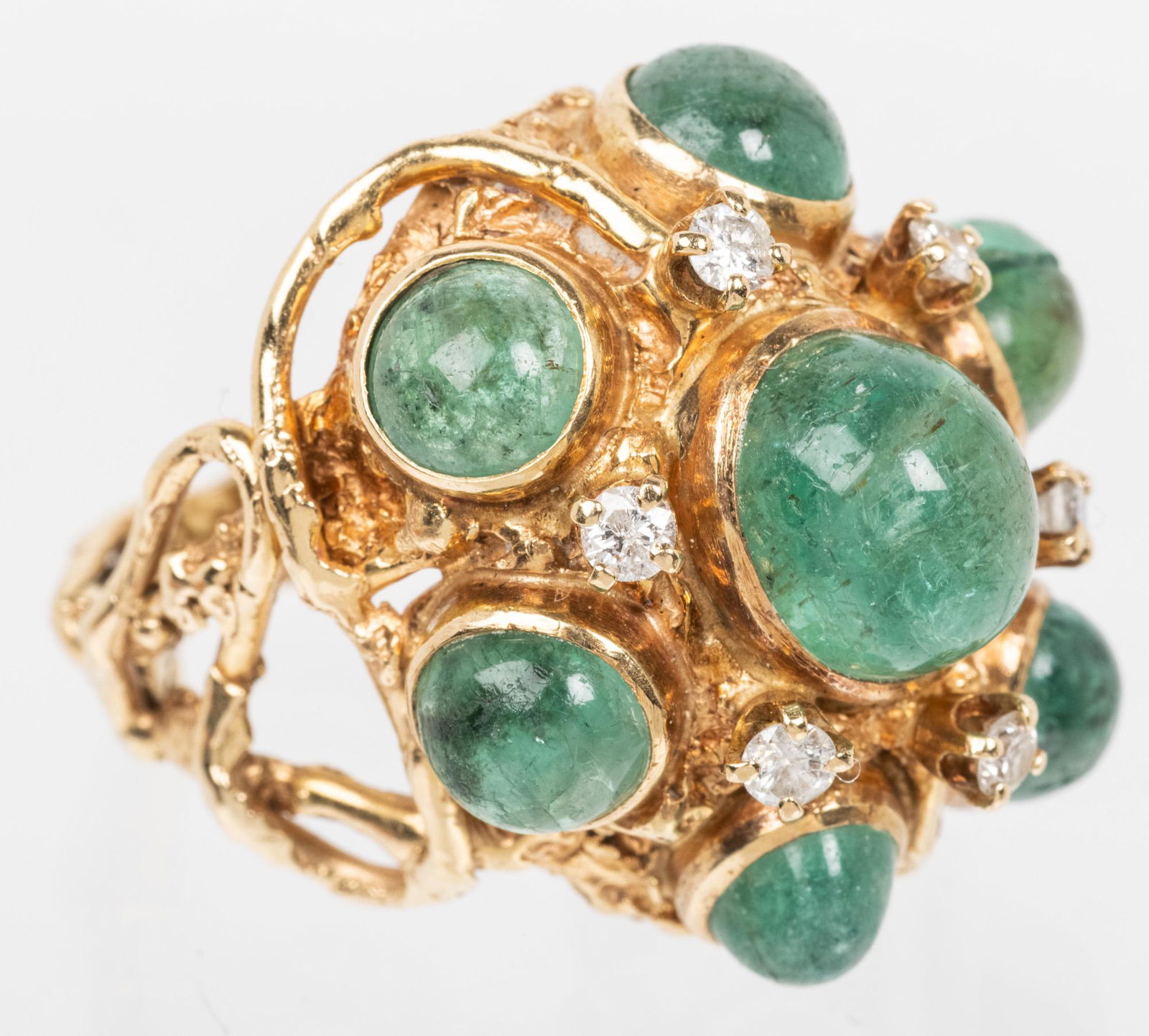Lady's Striking Diamond, Emerald and 18k Yellow Gold (1 of 1)