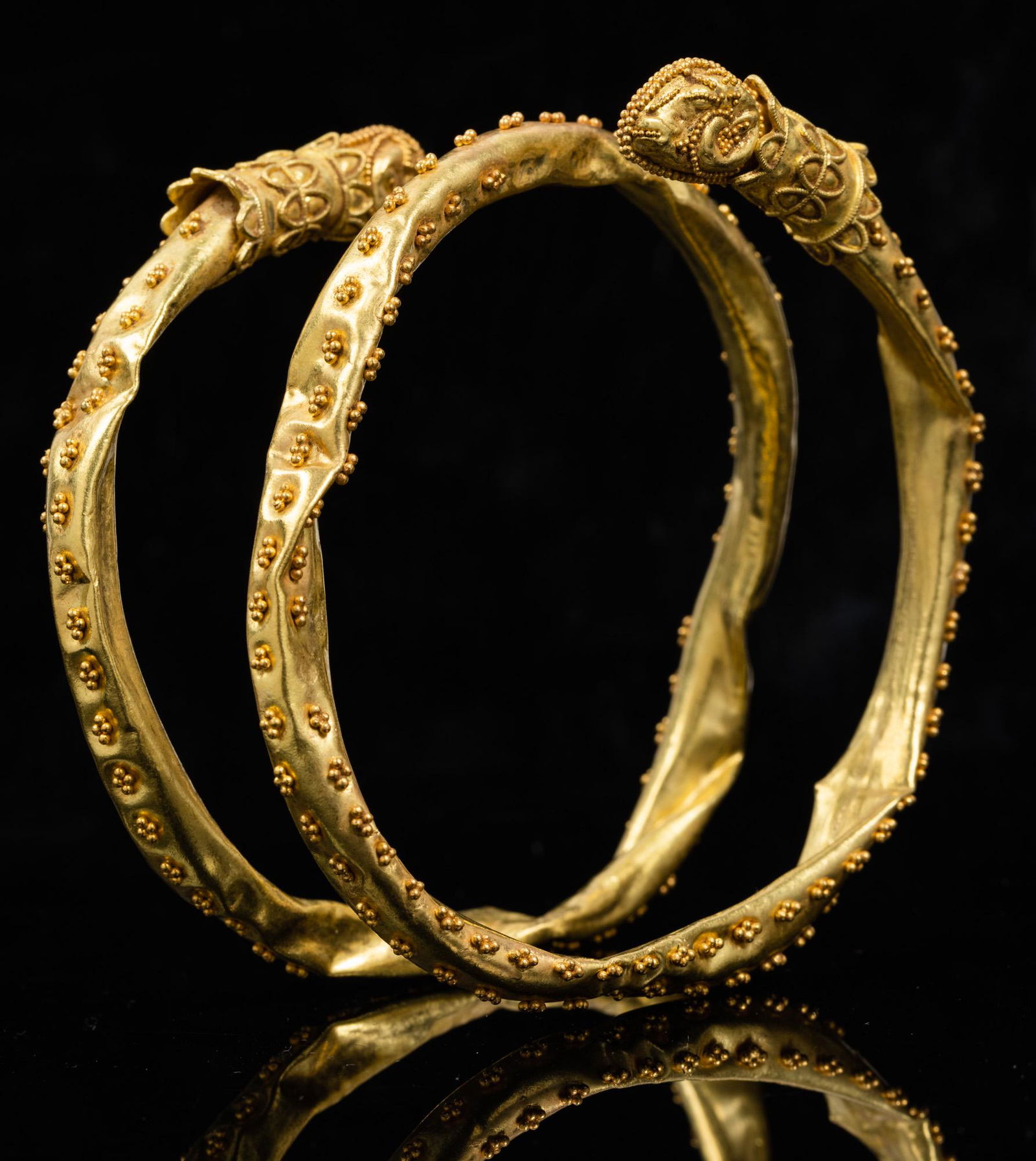 Triple-Coil 22K Gold Etruscan Revival Arm Bracelet (1 of 1)