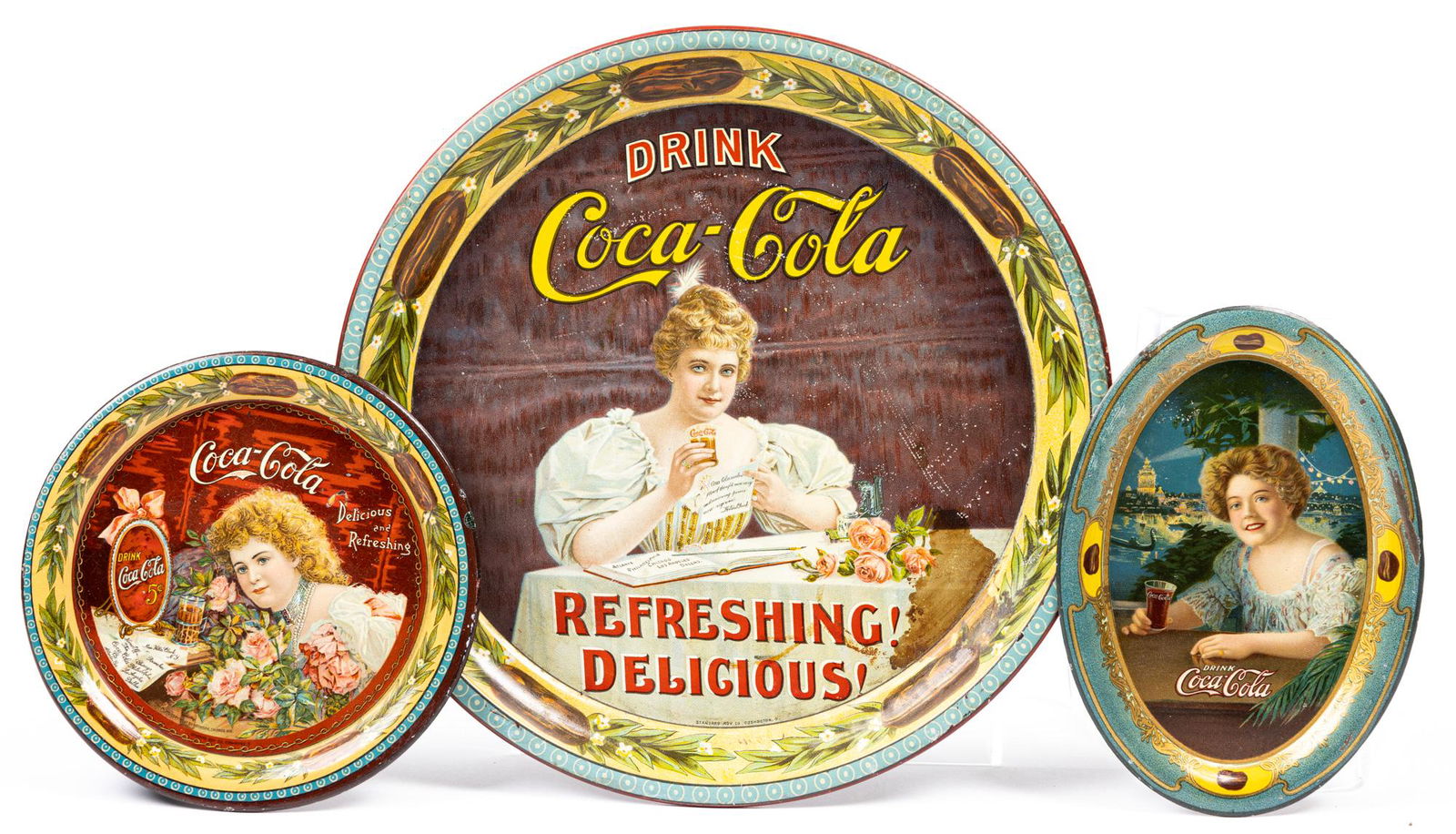 Coca-Cola: Three Highly Prized Antique Metal/Tin Trays: (1 of 1)