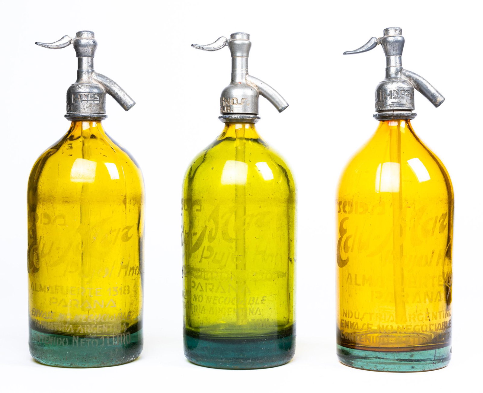 Three Antique Seltzer Bottles in Three Different Colors (1 of 1)