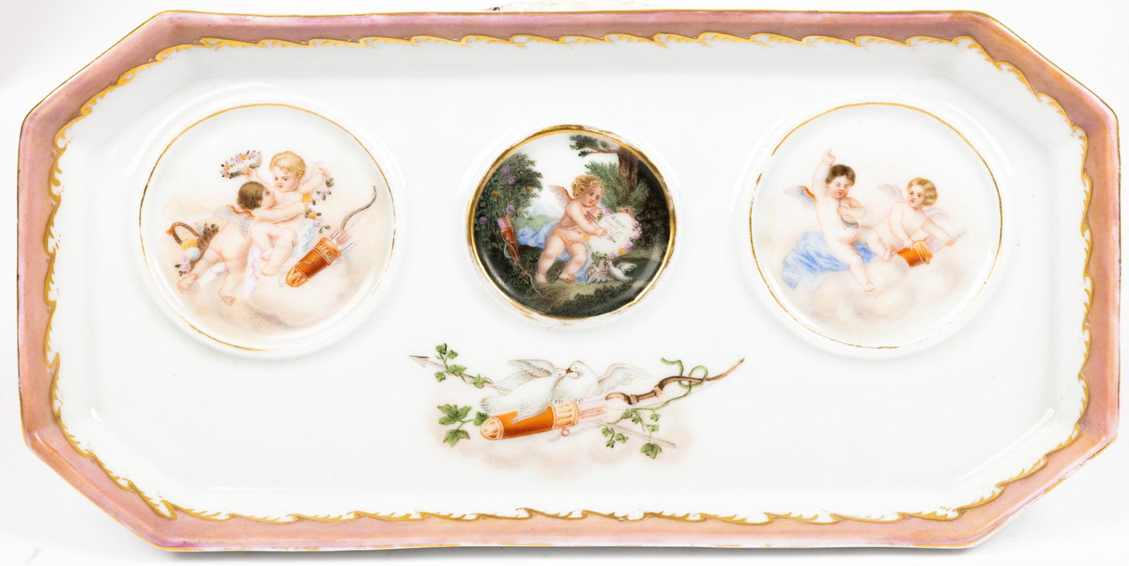 Meissen Rectangular Tray with Three Vignettes, Blue (1 of 1)