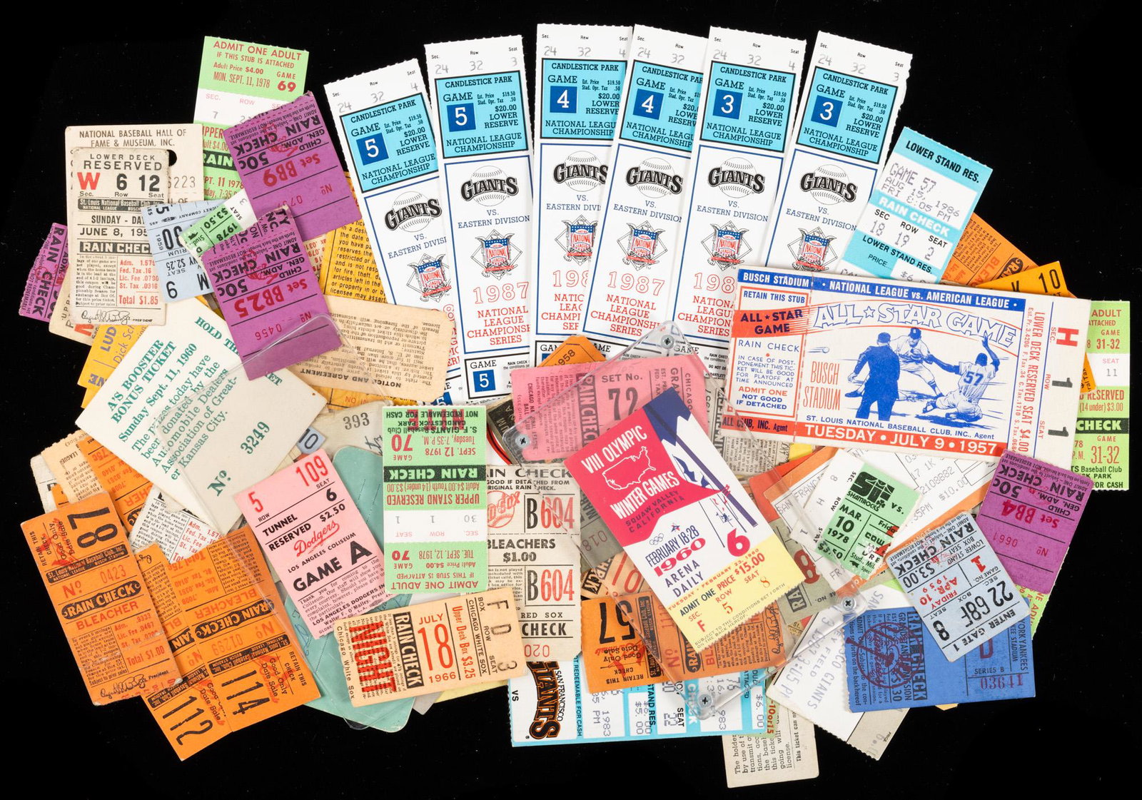 Vintage Baseball: 35+ Vintage Original Baseball Ticket: Vintage Baseball: 35+ Vintage Original Baseball Ticket Stubs Spanning the 1950s to the 1980s and One 1960 Olympic Winter Games Ticket. Baseball ticket stubs from numerous Major League Baseball games f