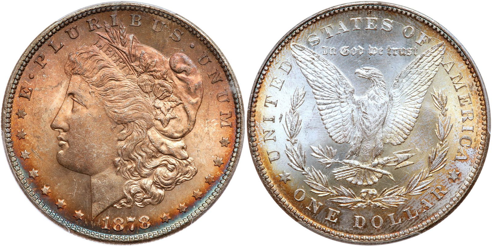 1878 Morgan Dollar. 7 tail feathers, reverse of 1878 (1 of 2)