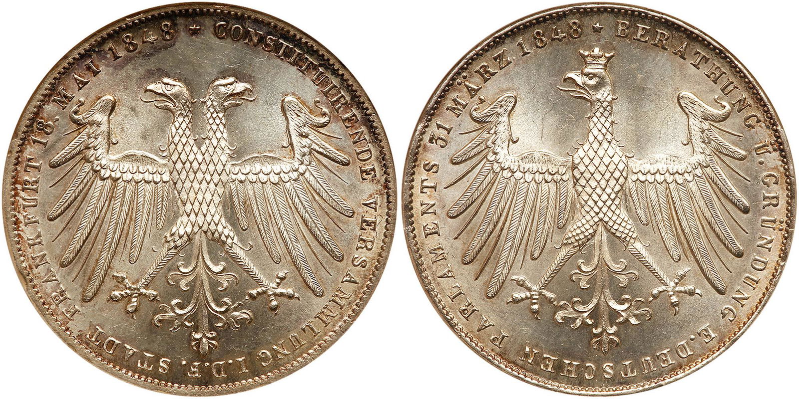 German States: Frankfurt am Main. 2 Gulden, 1848 (1 of 3)