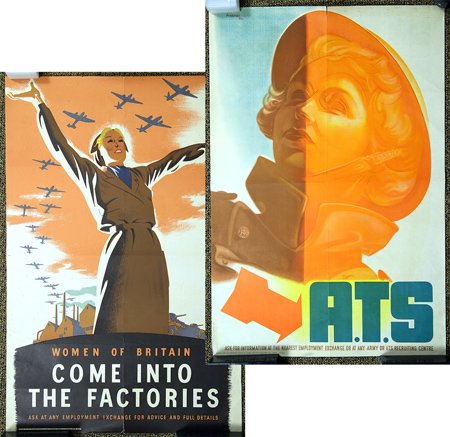 World War II - Two Original, Vintage British Poster: World War II - Two Original, Vintage British Posters. Two famous British posters, both quite collectible:1. Recruitment poster for the Auxiliary Territorial Service (ATS), by Abram Games, Nove
