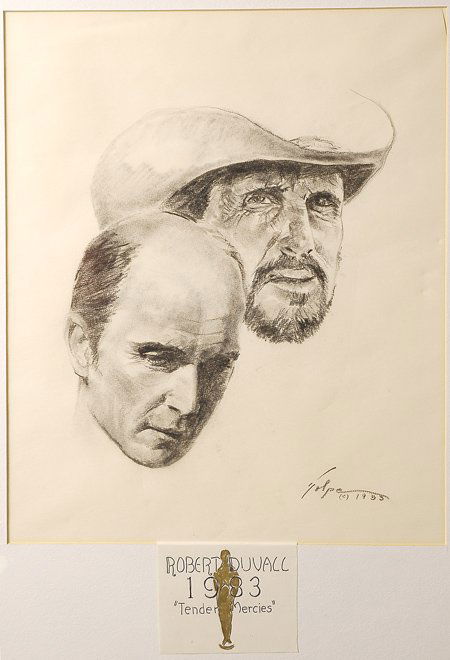 Robert Duvall - Original Pencil and Charcoal Portr: Robert Duvall - Original Pencil and Charcoal Portrait by Nicholas Volpe. Original 17 x 14 in portrait of Robert Duval (1931 -), who won the Academy Award for Best Actor in 1983 for his role in