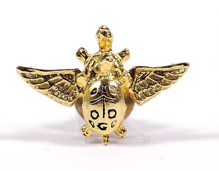 Mercury Program, c1960, The Turtle Club Lapel Pin: Mercury Program, c1960, The "Ancient Order of Turtles" Lapel Pin (.75x1") An unusual Turtle Club pin showing two turtles "mating" with the bottom one having a pair of wings