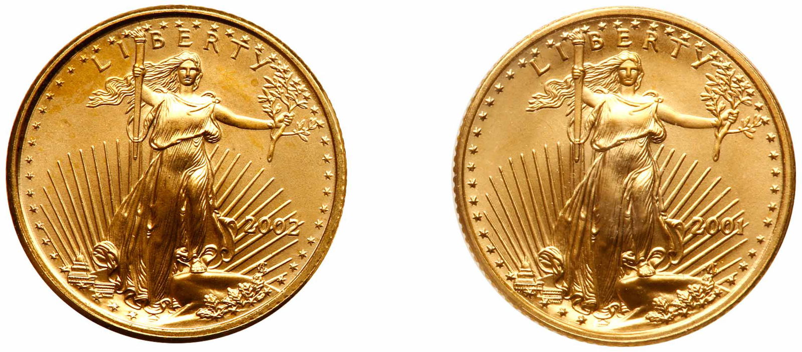 2001 and 2002 $5 American Gold Eagles. UNC (1 of 1)