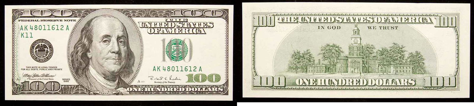 ERROR NOTE: $100.00 FRN Series 1966 (1 of 3)