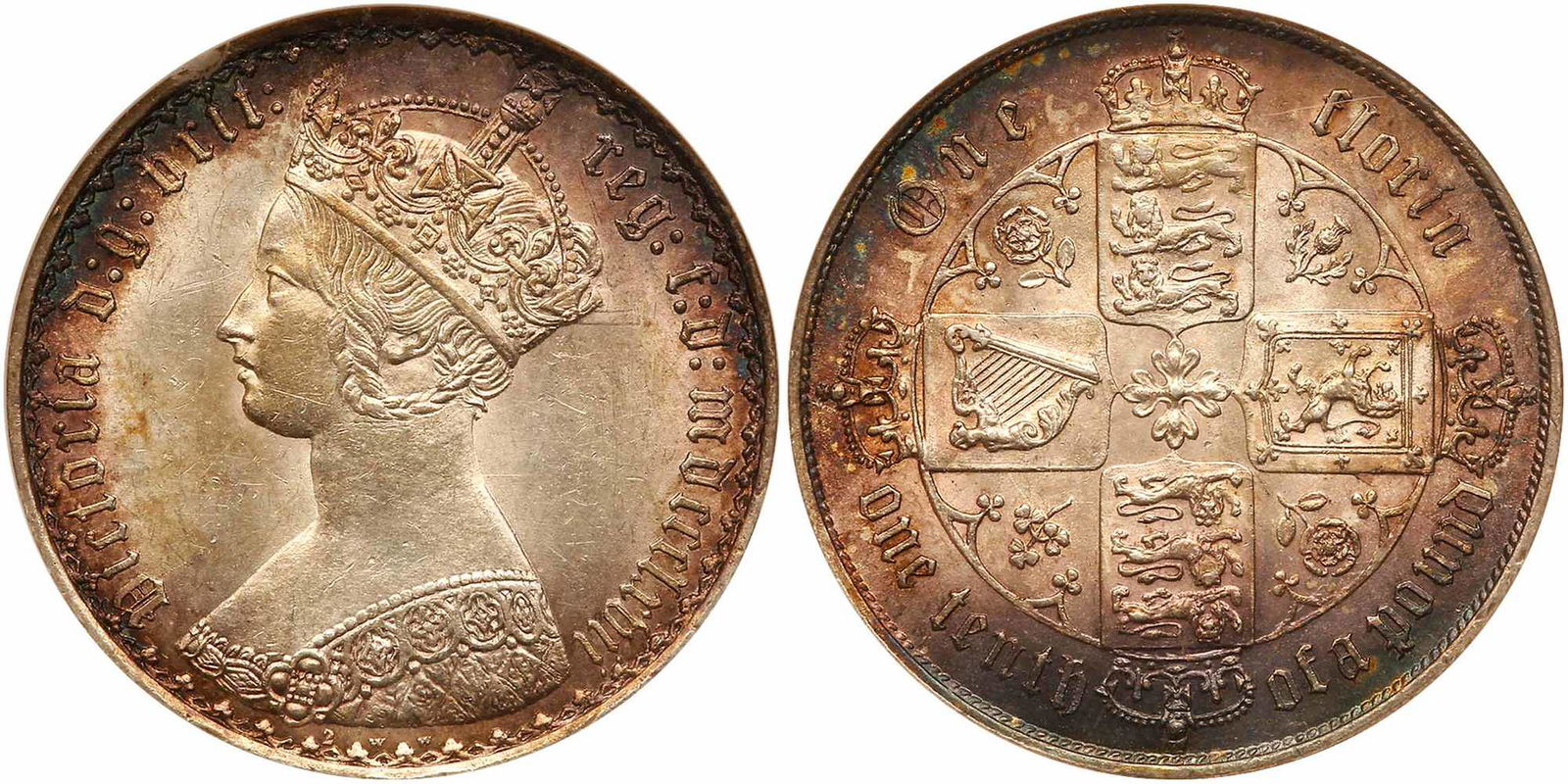 Great Britain. Gothic Florin, 1867. ANACS AU58 (1 of 3)