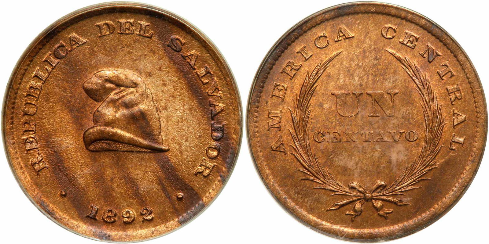 Salvador. Centavo, 1892. PCGS MS65 (1 of 3)