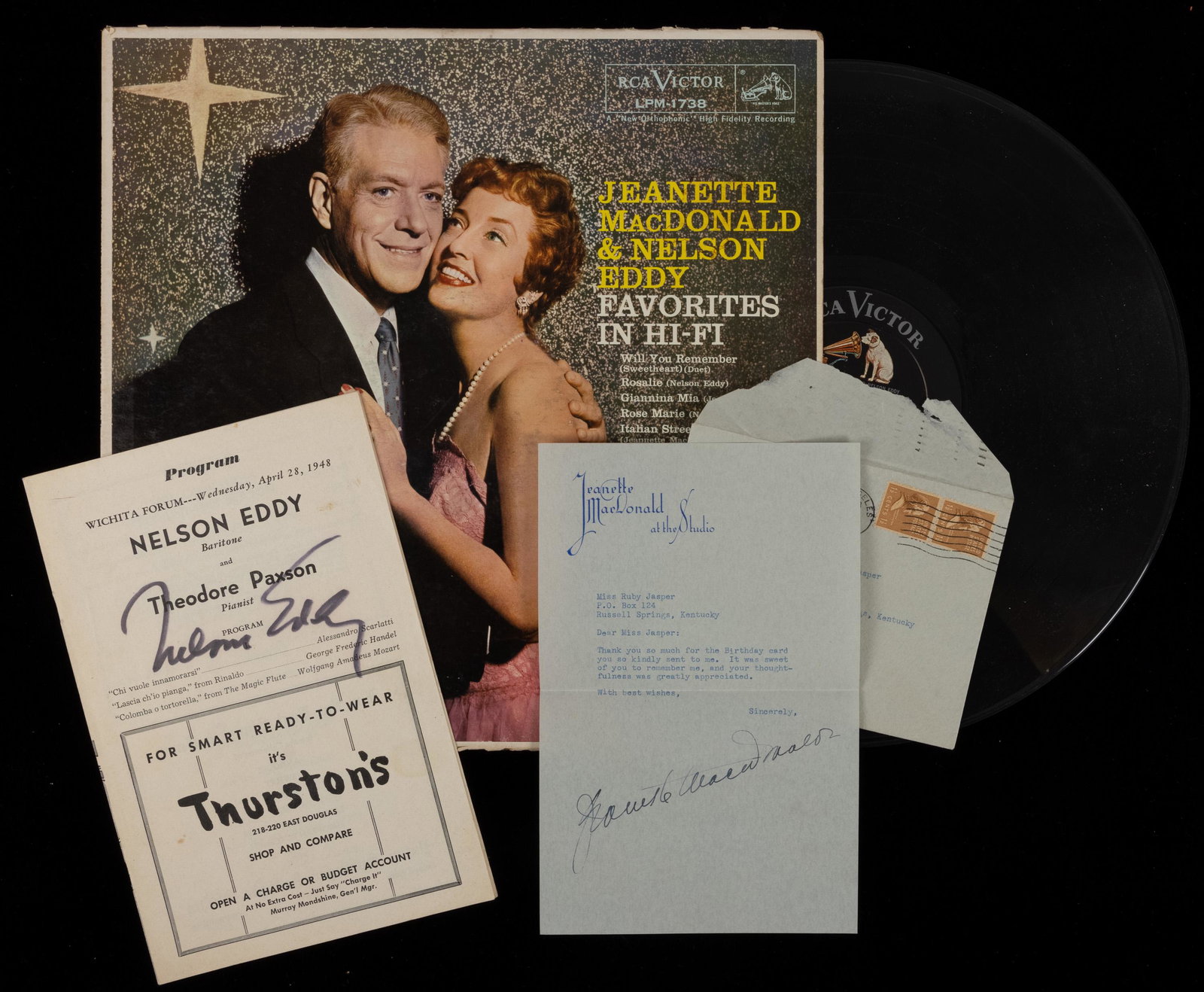 Jeannette McDonald & Nelson Eddy Autographs, Photos and: Jeannette McDonald & Nelson Eddy Autographs, Photos and Album. It cannot be overstated the popularity that McDonald & Eddy enjoyed for nearly 30 years both in film, recordings and concerts. Collection