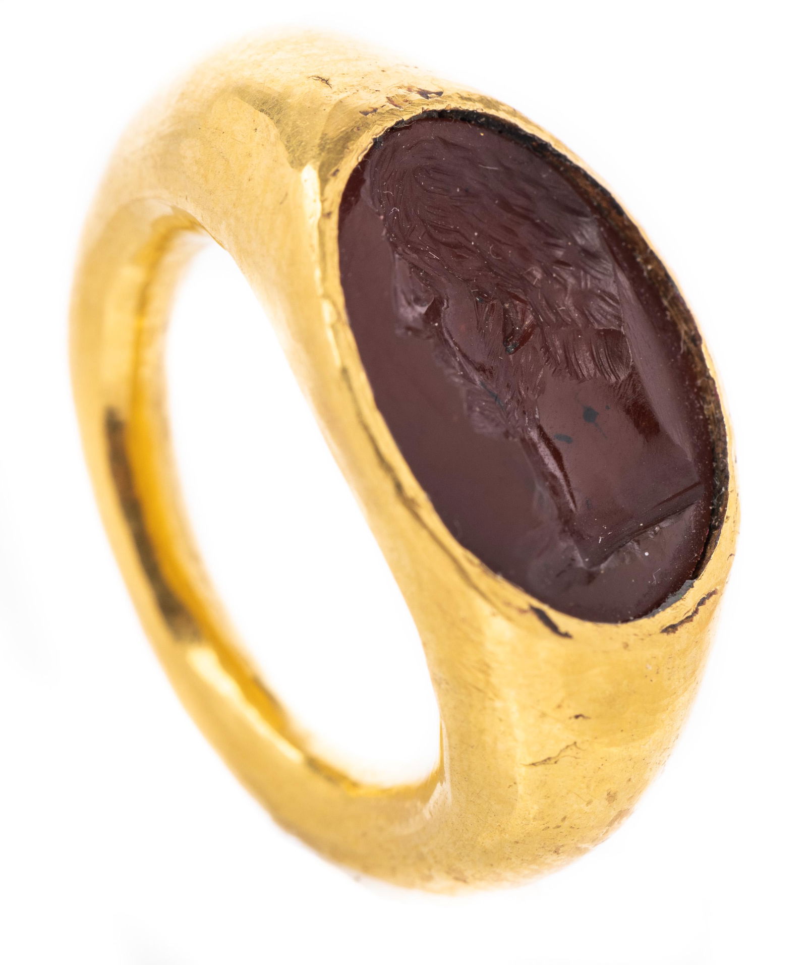 23K Yellow Ancient Gold Ring Boasting a Carnelian Oval (1 of 1)