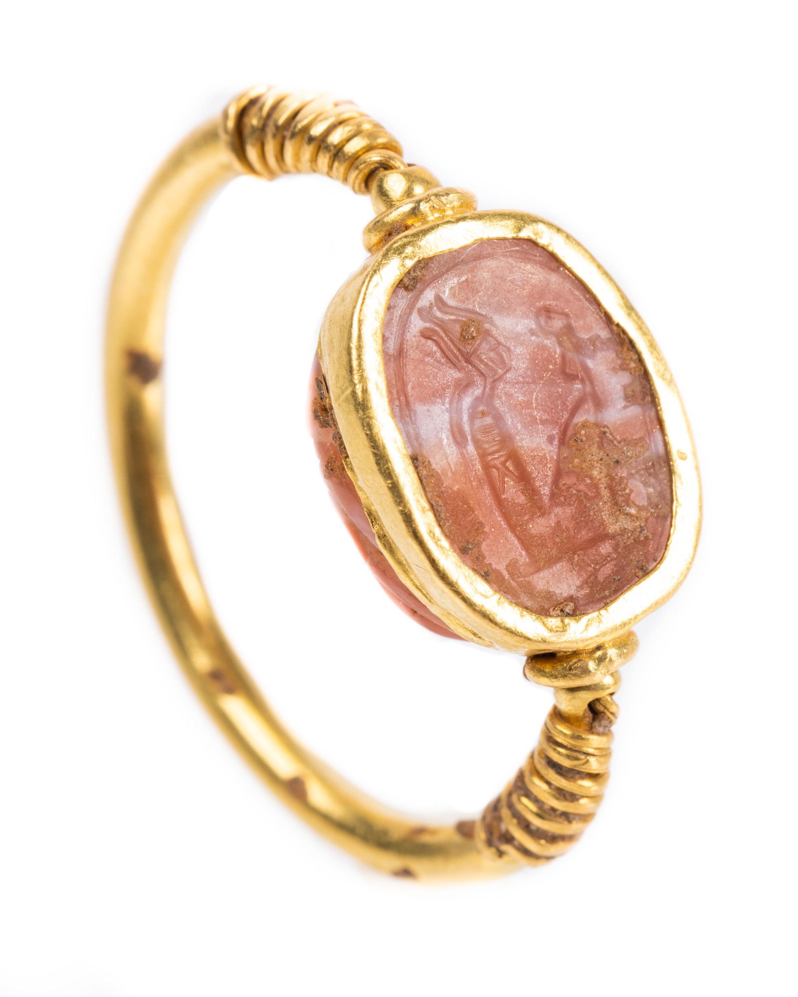 Egyptian Carnelian Swivel Scarab Ring in High Karat (1 of 1)