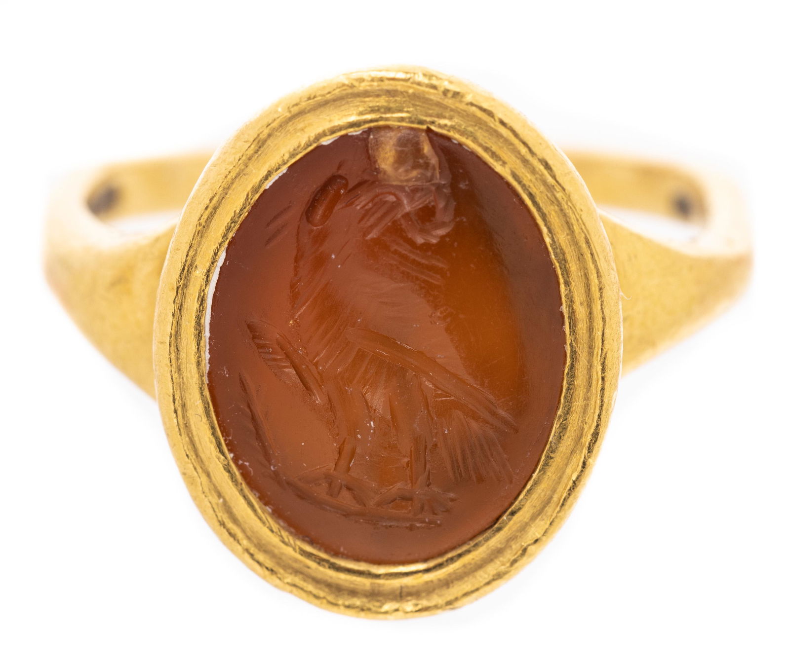 22K Yellow Gold Modern Ring with Ancient Agate Intaglio (1 of 1)