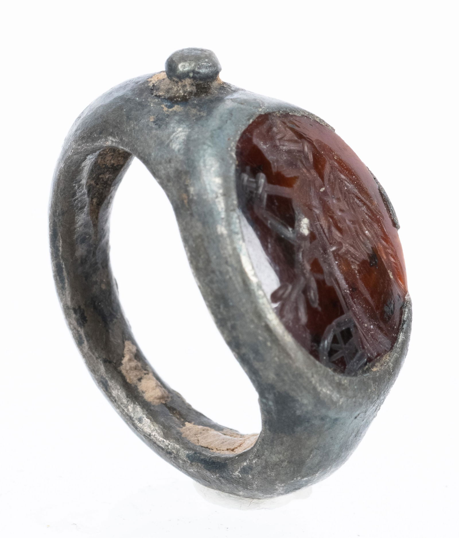 Roman 4th Century A.D. Bronze Ring with Etched Intaglio (1 of 1)