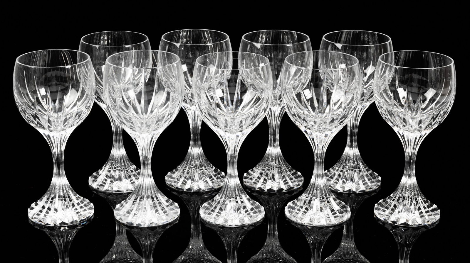 Baccarat Crystal; Nine (9) Water Goblets, Massena (1 of 1)