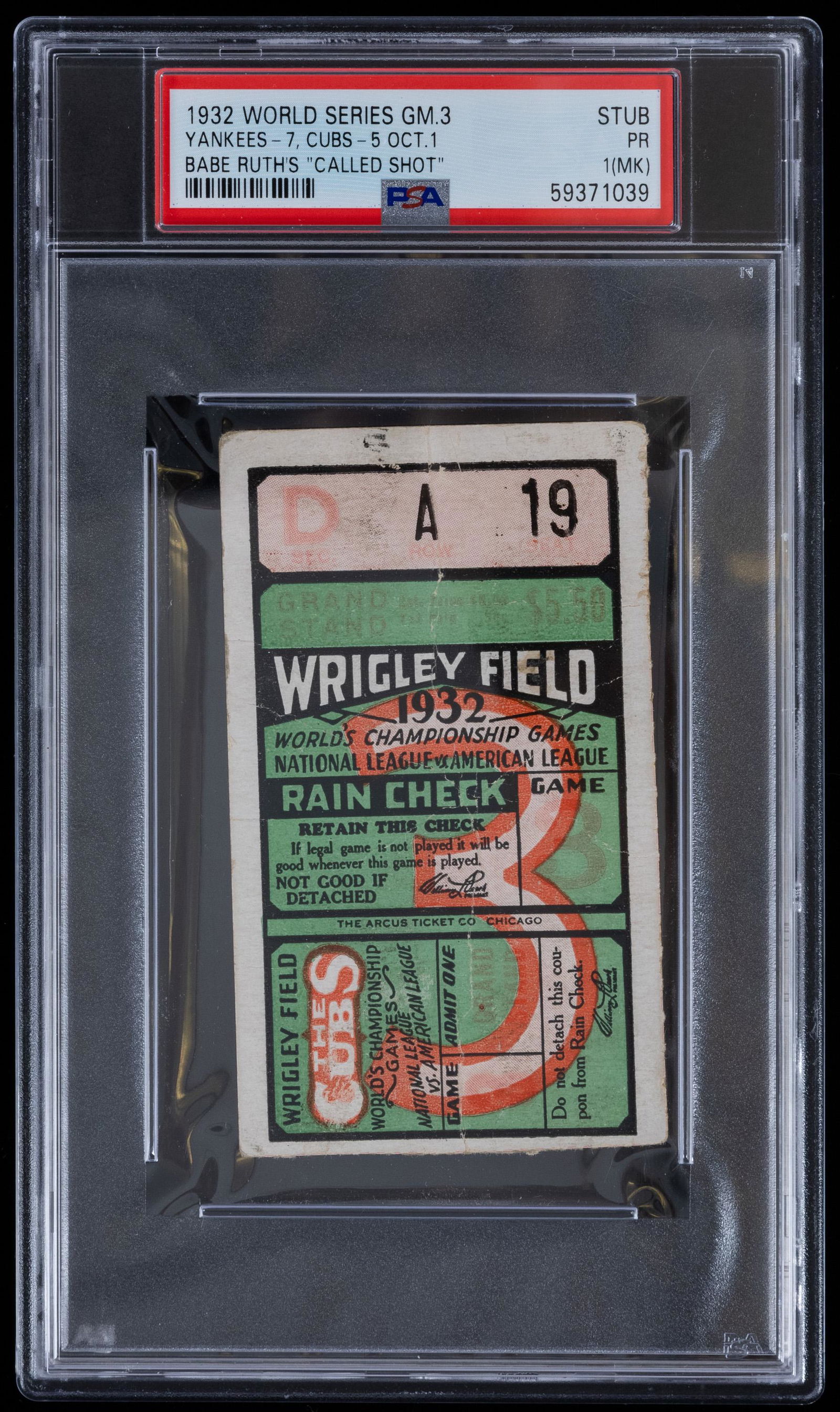 1932 World Series Ticket Stub "Babe Ruth's Called Shot" (1 of 1)