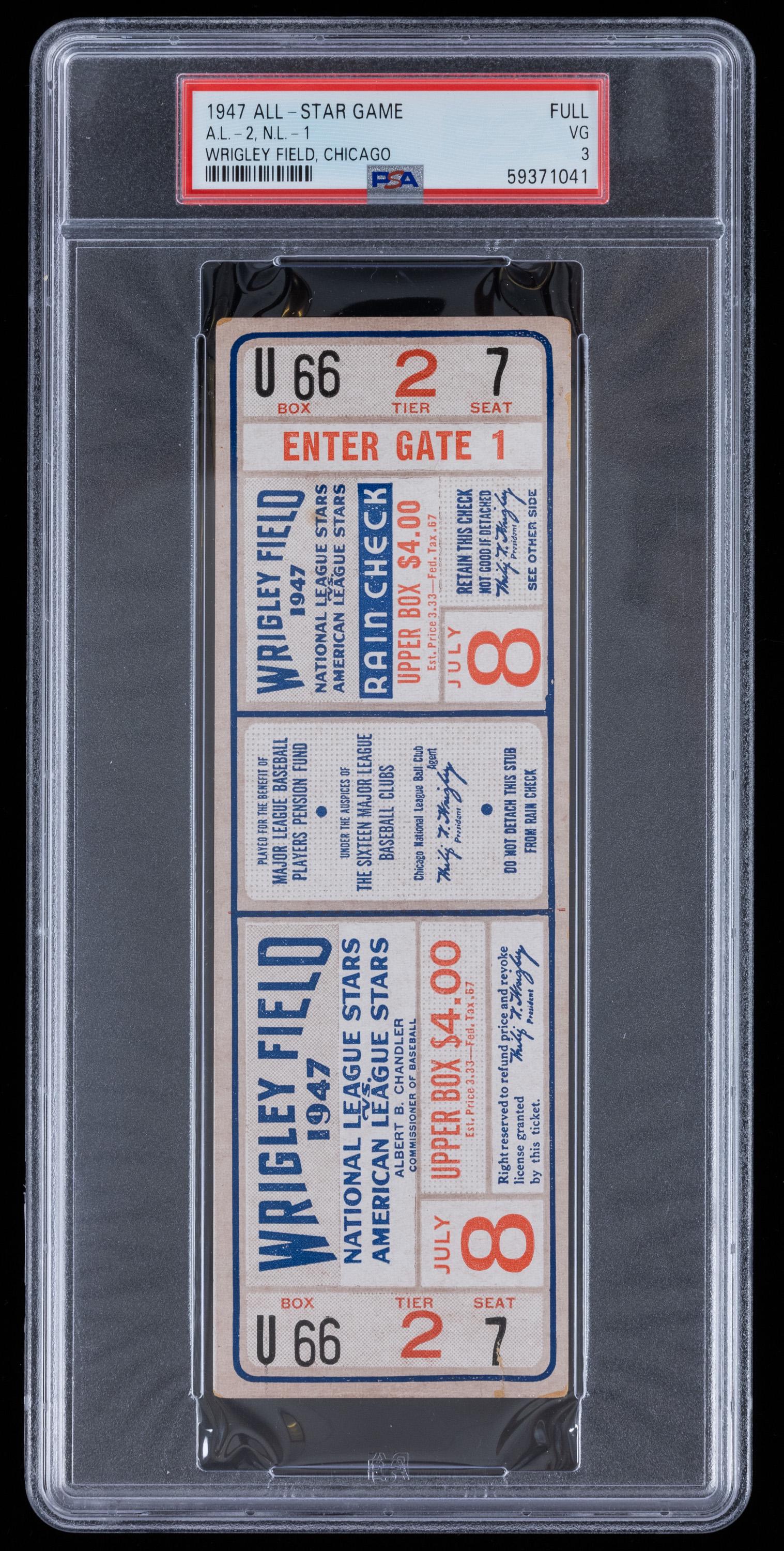 1947 All-Star Game, Wrigley Field, Chicago Full Ticket (1 of 1)