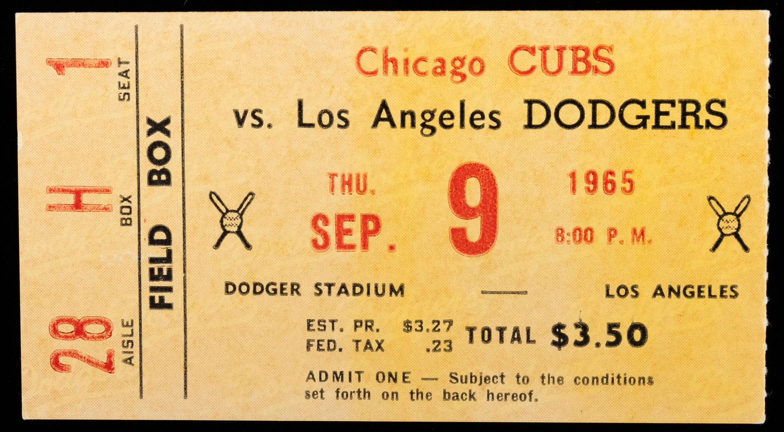 Sandy Koufax, Historic Perfect Game September 9, 1965 (1 of 1)