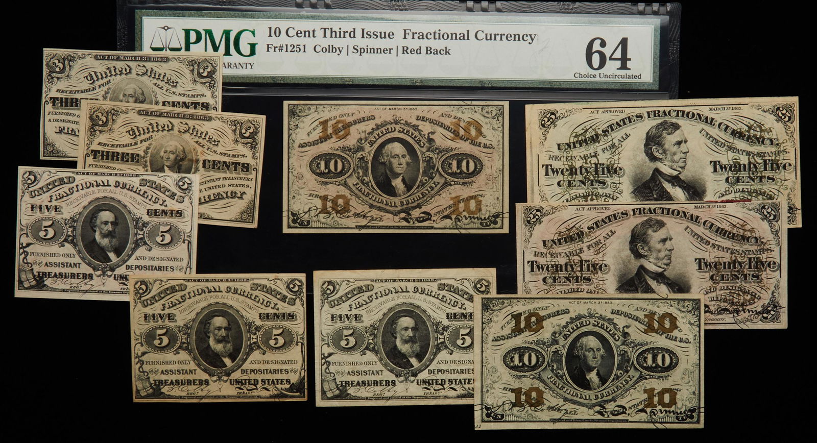 Nine Third Issue Fractionals. (1 of 1)