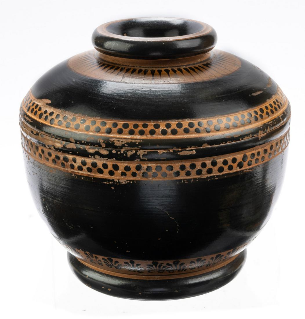 Magna Grecia Blackware Pyxis, Hellenistic Period 4th-3rd Century B.C. (1 of 1)