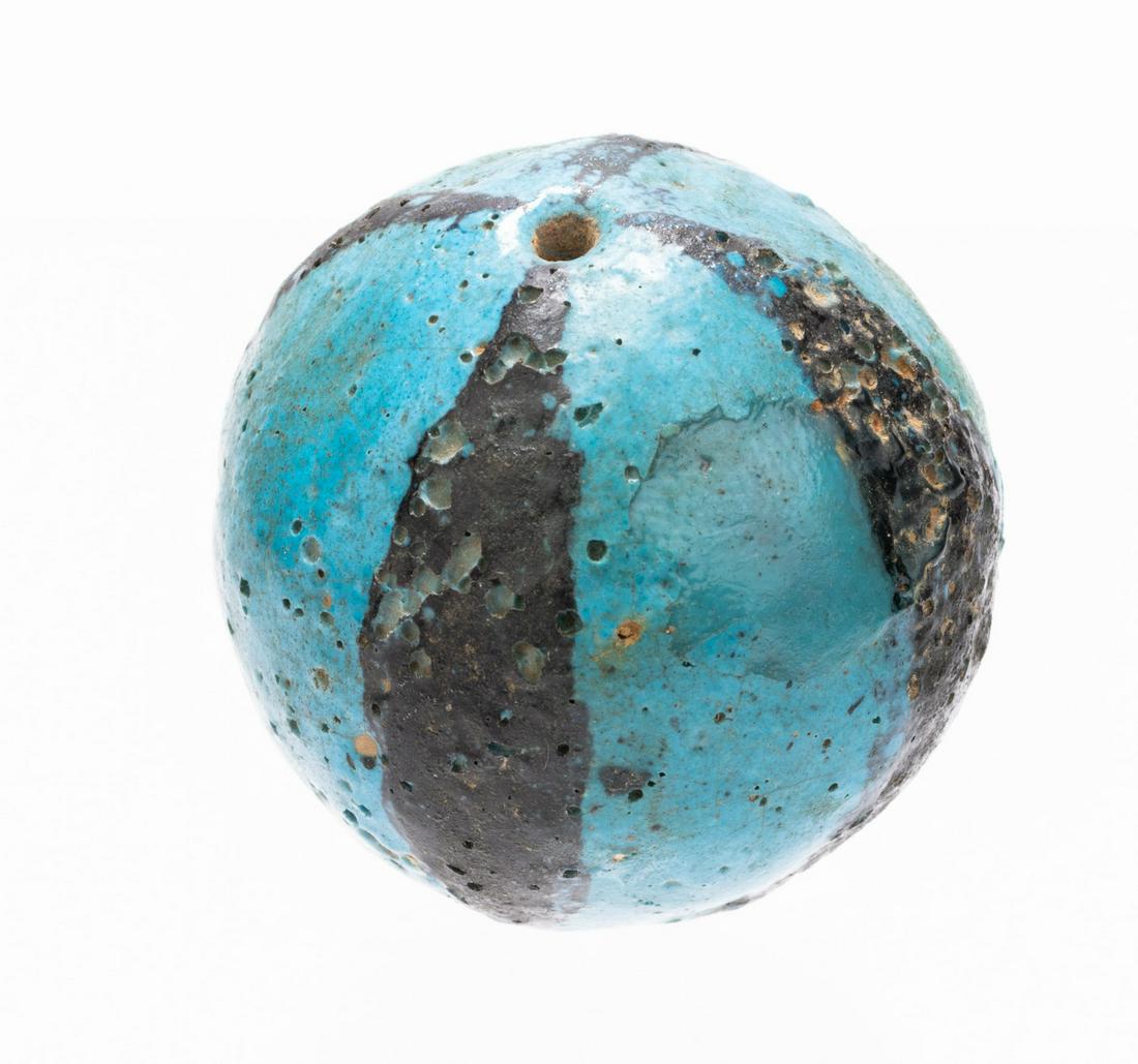 Unusual Egyptian Black and Blue Glazed Gaming Ball/Bead, New Kingdom (1 of 1)