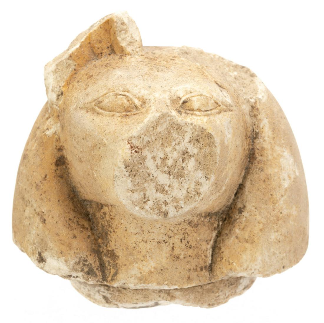 Rare, Fragmented Canopic Jar Lid of Duamutef, 3rd Intermediate Period: Rare, Fragmented Canopic Jar Lid of Duamutef, 3rd Intermediate Period. Canopic jar lid of Duamutef, 3rd Intermediate Period. Scarce fragmented lid of a jar that contained internal organs of the deceas