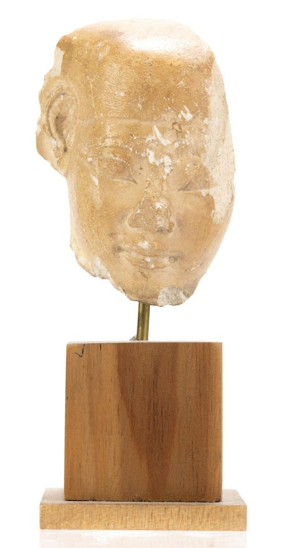 Fine Ancient Egyptian Head in Limestone with Original Polished Finish Present, 1st Period, New (1 of 1)