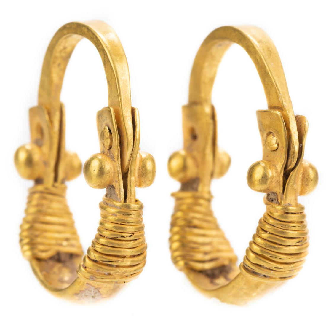 1st Millennium High Karat Greek Gold, Hinged Earrings (1 of 1)