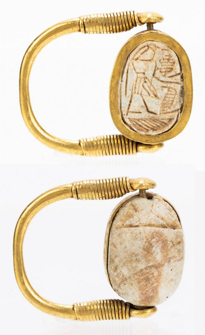Outstanding Large Scarab Ring with Swivel Mount in High Karat Yellow Gold, 1st Millennium B.C. (1 of 1)