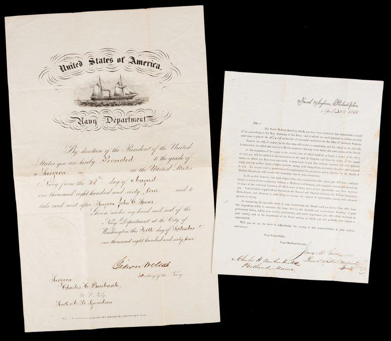 Two Civil War Era Documents: 1864 Secretary of Navy, Gideon Welles and In 1861, James M. Greene (1 of 1)