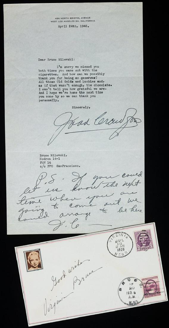 Joan Crawford, 1945 Signed Letter To Gentleman Who Brought Her Cigarettes and Chocolates with (1 of 1)