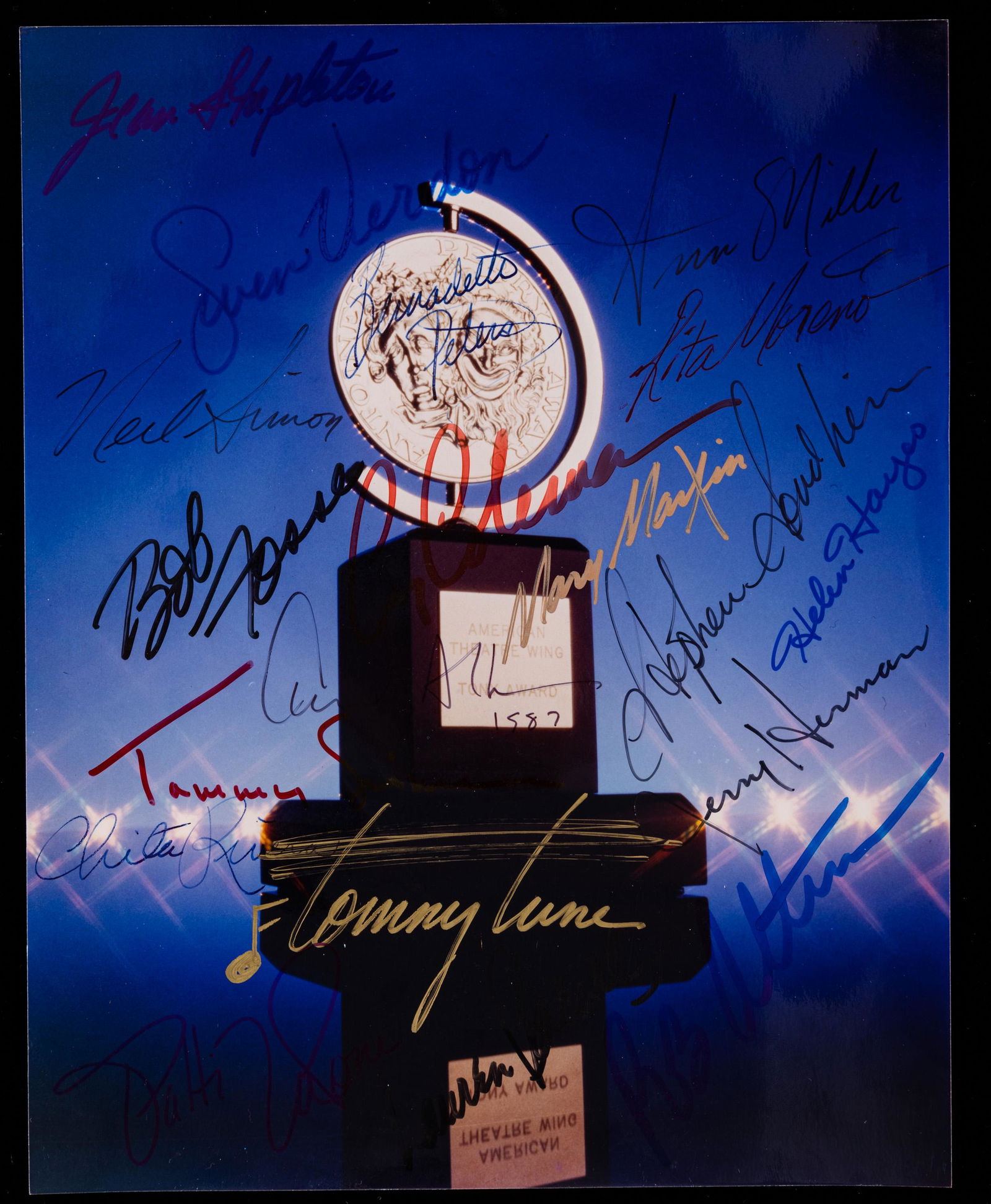 Broadway Tony Awards, 1987 Photo Signed by Bob Fosse, Gwen Verdon, Stephen Sondheim, Neil Simon, (1 of 1)