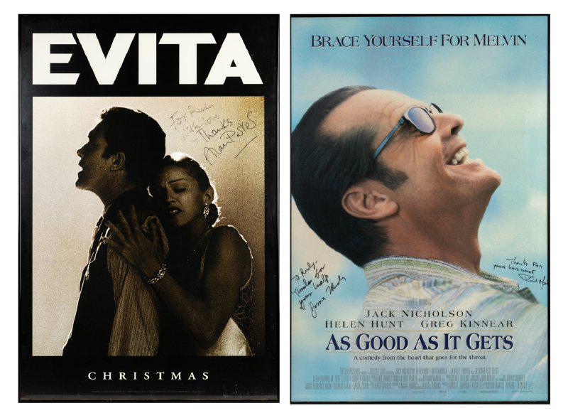 AS GOOD AS IT GETS and EVITA: Film Posters Signed by Directors James Brooks and Alan Parker (1 of 1)