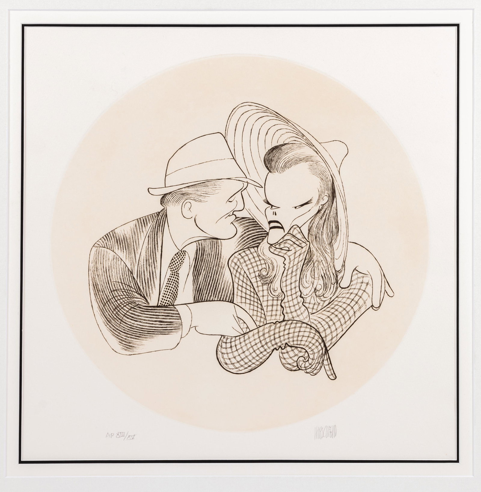 Hirschfeld, Al. "Tracy and Hepburn": Hirschfeld, Al. "Tracy and Hepburn". (1903-2003) Immensely popular American caricaturist who also proved one of the most important figures in contemporary illustrations influencing two generations of 