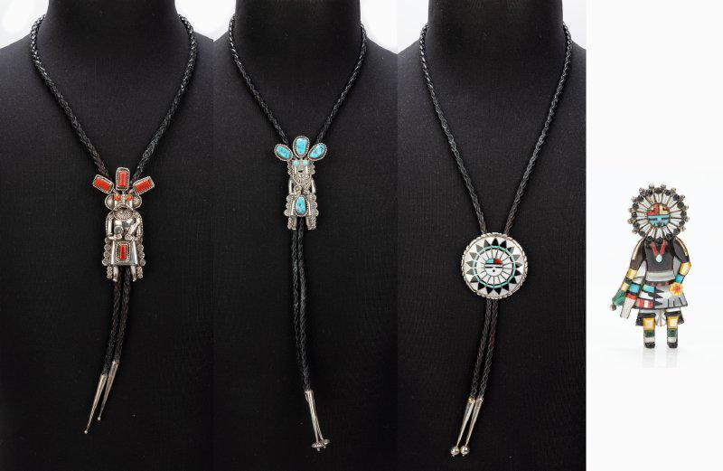 Three (3) Zuni Bolos by Native American Artists: Including Two by the Great Helen Long and One (1) (1 of 1)