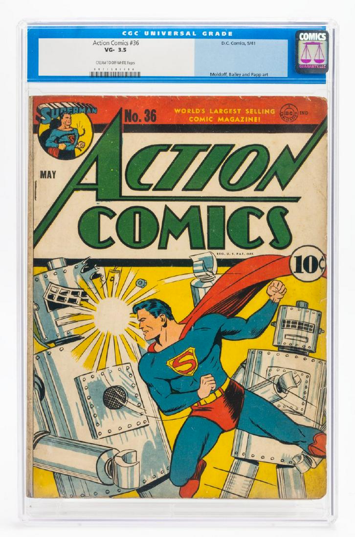 Action Comics No.36 D.C. Comics 1941 CGC VG- 3.5 cream to off-white pages. (1 of 1)