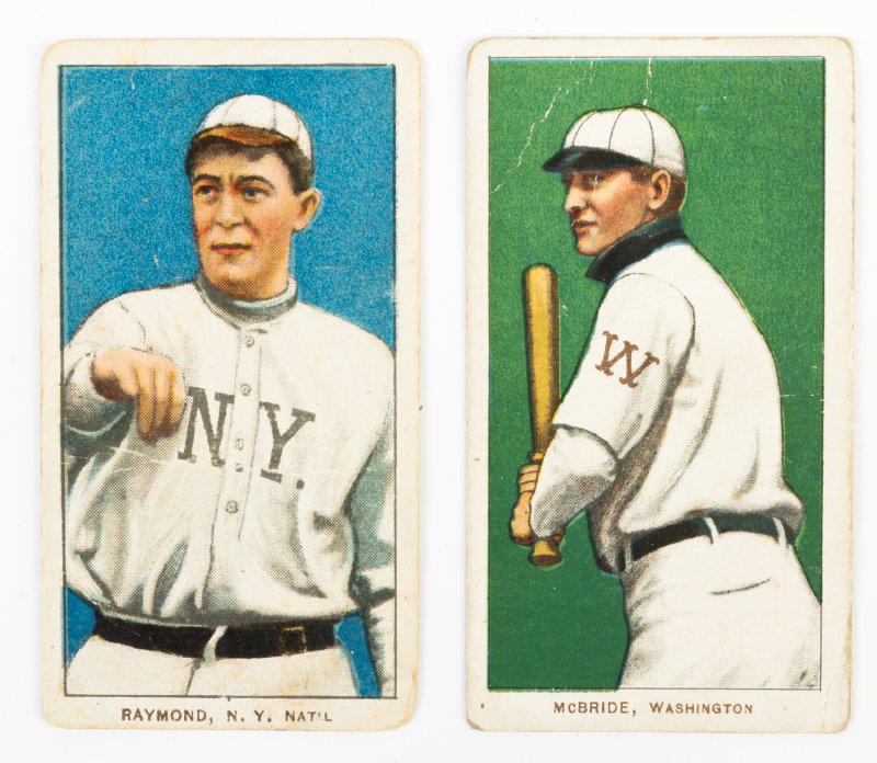Two (2) T-206 Piedmont Baseball Cards: Bugs Raymond, NY Nationals and George McBride, Washington (1 of 1)