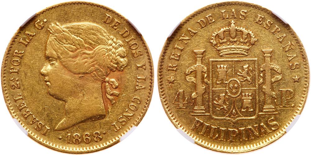 Philippines. 4 Pesos, 1868. NGC AU (1 of 1)